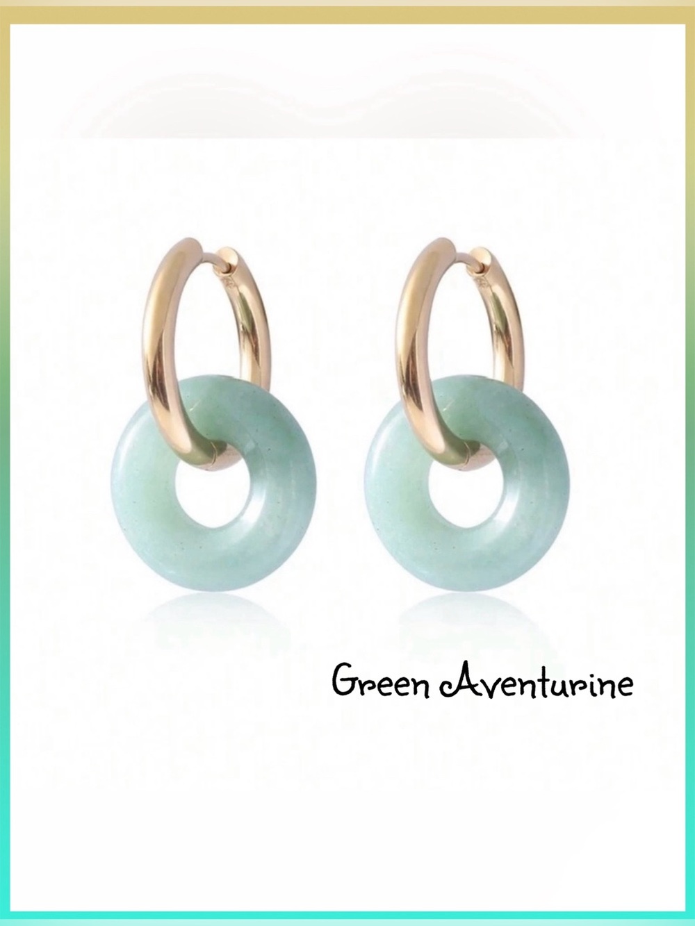 Natural Crystal Donut Gold Plated Hoop Earrings For Women NEW - Picture 2 of 8